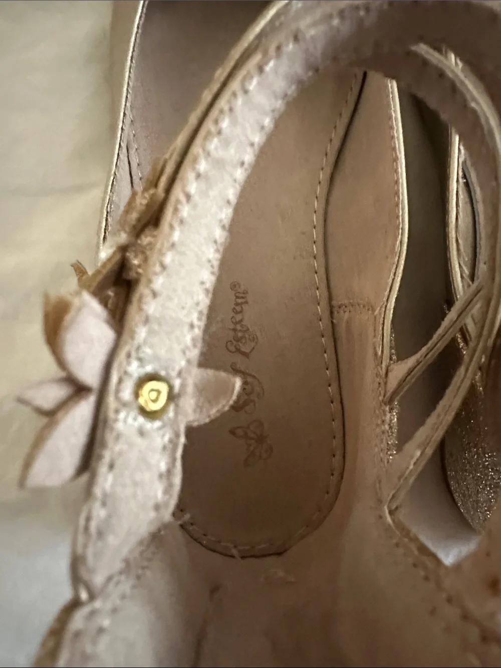 Self Esteem Girls Metallic Gold Mary Jane Flats
